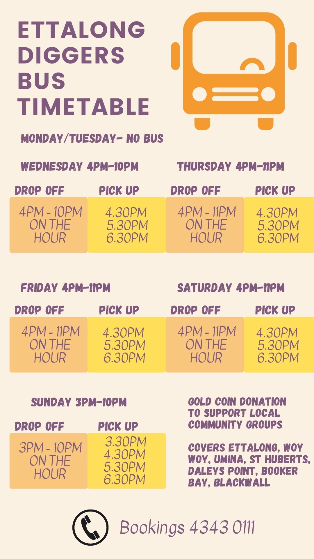 Ettalong Diggers Courtesy Bus